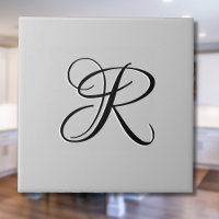Black 3D Calligraphy Initial Letter | Pastel Grey