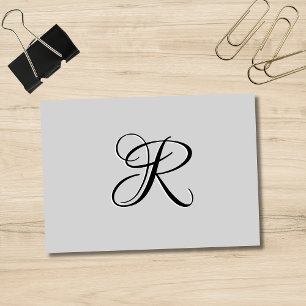 Black 3D Calligraphy Initial Letter   Pastel Grey Post-it Notes