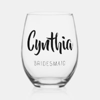 Black 3D Modern Name Bridesmaid