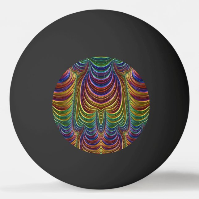 BLACK ~ 3D Multicolor ~ Fractal Design ~ Ping Pong Ball (Front)