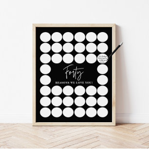 Black 40 Reasons We Love You Birthday Keepsake Poster