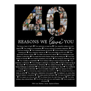 Black 40 Reasons We Love You Keepsake Gift Poster