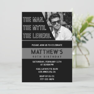 Black 40th birthday invitations The Man The Legend