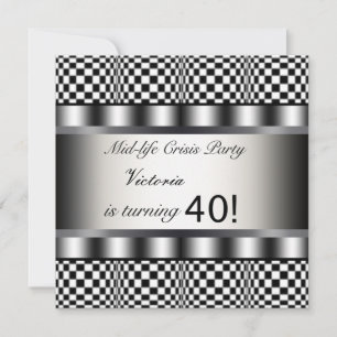 Black 40th Birthday Party Invitation