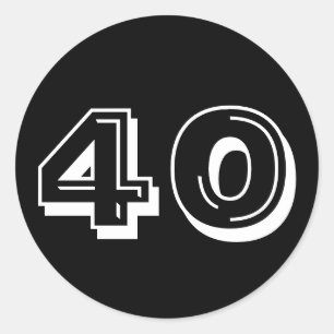 Black 40th Birthday Stickers