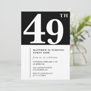 Black 49th birthday invitation Elegant Chic Simple
