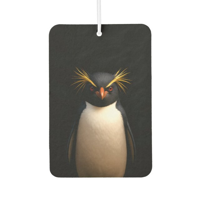 Black 4 Luxe Air Fresheners, Rockhopper Penguin Car Air Freshener (Front)