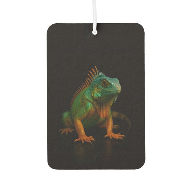 Black 4 Luxe Car Air Fresheners, Green Iguana Car Air Freshener (Front)