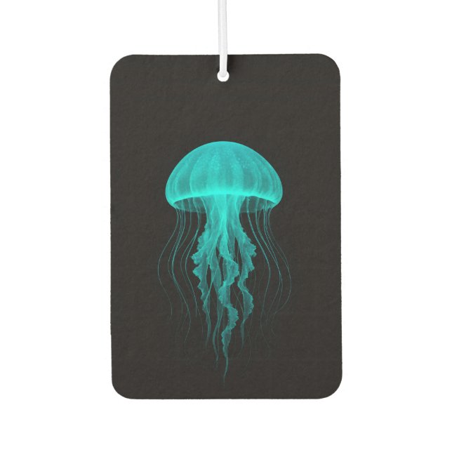 Black 4 Luxe Car Air Fresheners, Green Jellyfish Car Air Freshener (Front)