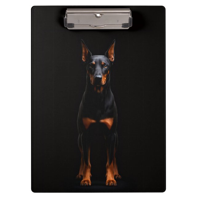 Black 4 Luxe Clipboard, Guardian Doberman Dog Clipboard (Front)