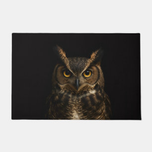 Black 4 Luxe Door Mat with Golden Eye Owl
