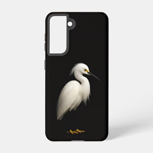 Black 4 Luxe  Galaxy S21 Case, Elegant Snowy Egret Samsung Galaxy S21 Case (Back)