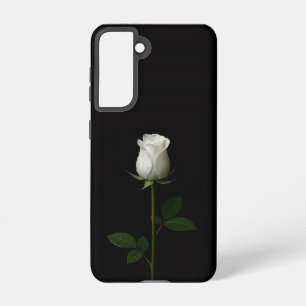 Black 4 Luxe Galaxy S21 Case, Pure White Rose Samsung Galaxy Case