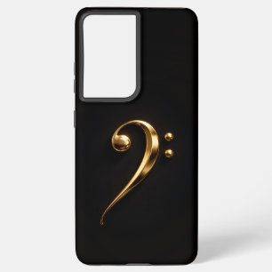 Black 4 Luxe Galaxy S21 Plus, Golden Bass Clef Samsung Galaxy Case
