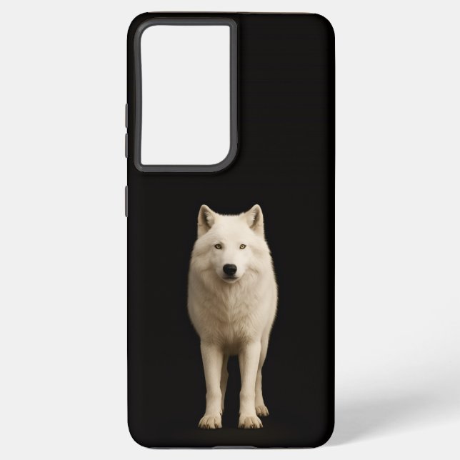Black 4 Luxe Galaxy S21 Plus, Ivory Arctic Wolf Samsung Galaxy S21+ Case (Back)