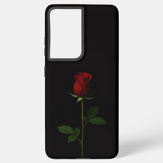 Black 4 Luxe Galaxy S21 Ultra, Velvet Red Rose Samsung Galaxy S21 Ultra Case (Back)