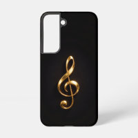 Black 4 Luxe Galaxy S22 Case, Golden Treble Clef