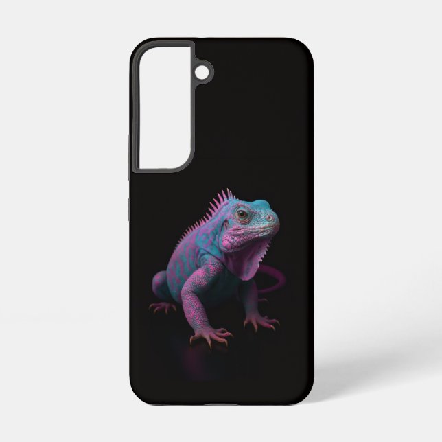 Black 4 Luxe Galaxy S22 Case, Pink Tropical Iguana Samsung Galaxy S22 Case (Back)