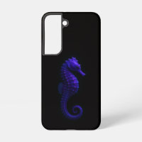 Black 4 Luxe Galaxy S22 Case, Violet Blue Seahorse