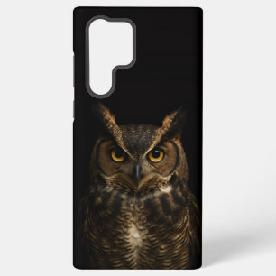 Black 4 Luxe Galaxy S22 Ultra Case, Golden Eye Owl Samsung Galaxy Case