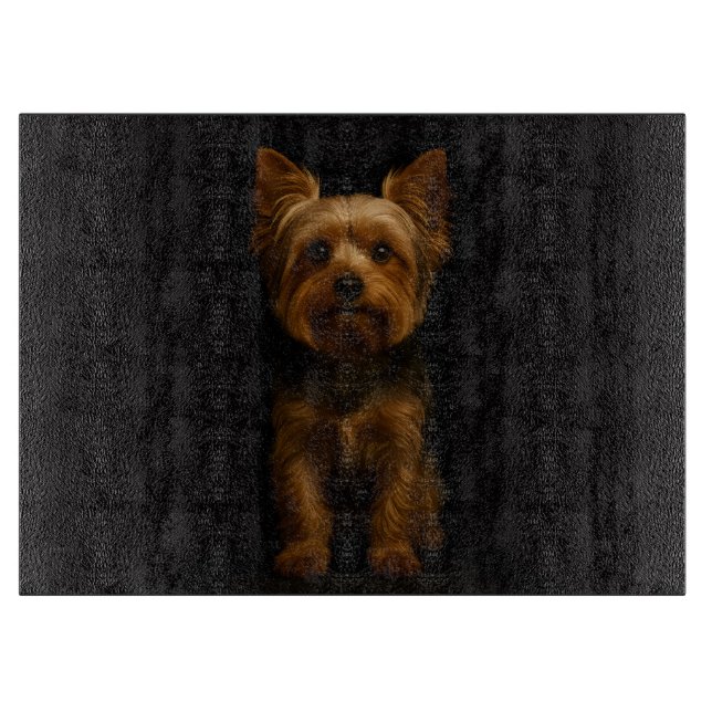 Black 4 Luxe Glass board Yorkshire Terrier (Front)