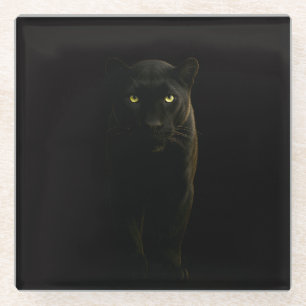 Black 4 Luxe Glass coaster, Black Panther Glass Coaster