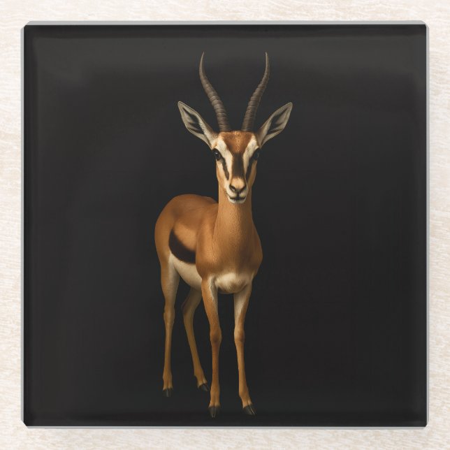 Black 4 Luxe Glass coaster, Elegant Gazella Coaster (Front)