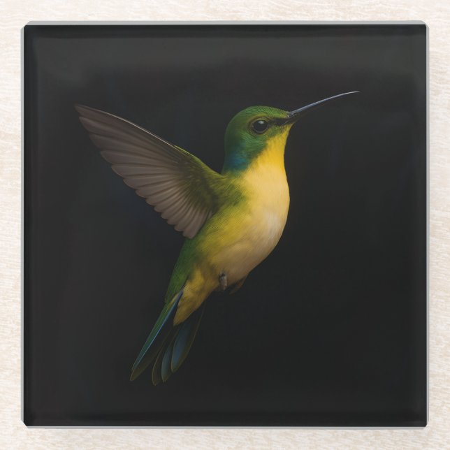Black 4 Luxe Glass coaster, Flying Bird Coaster (Front)