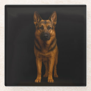 Black 4 Luxe Glass coaster, German Shepherd Dog Coaster