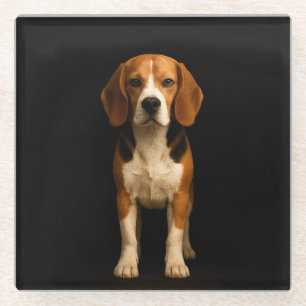 Black 4 Luxe Glass coaster, Kind Beagle Glass Coaster