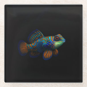 Black 4 Luxe Glass coaster, Mandarin Dragonet Fish Coaster