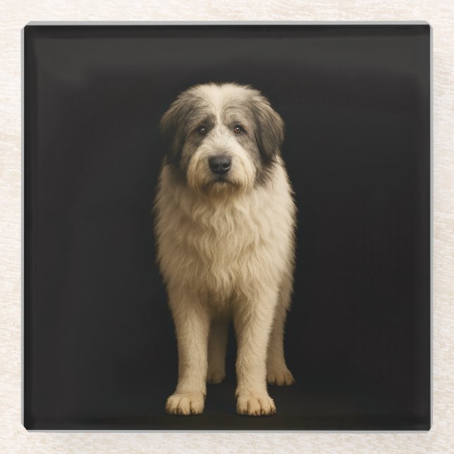 Black 4 Luxe Glass coaster, Mioritic Shepherd Glass Coaster (Front)