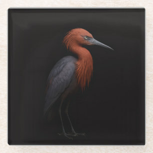 Black 4 Luxe Glass coaster, Reddish Egret Coaster