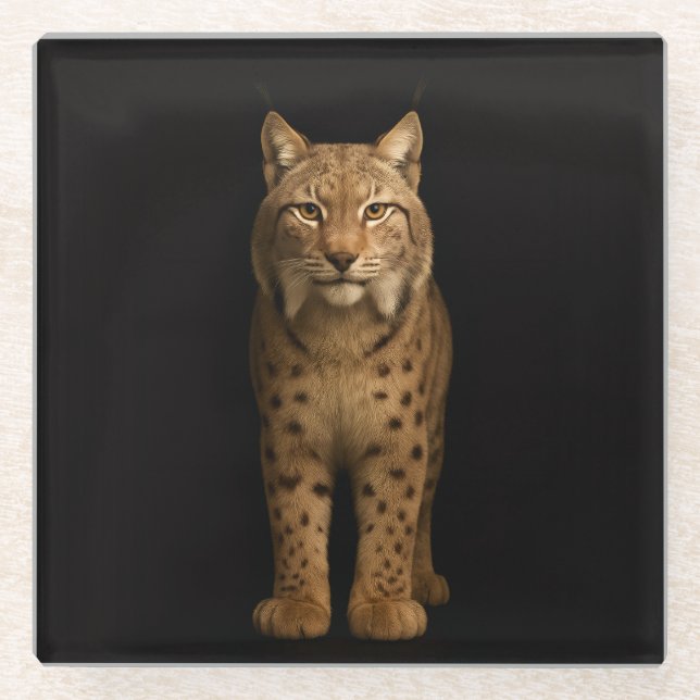 Black 4 Luxe Glass coaster, Silent Lynx Coaster (Front)