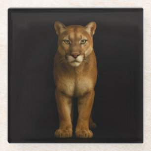 Black 4 Luxe Glass coaster, Silent Prime Puma Glass Coaster