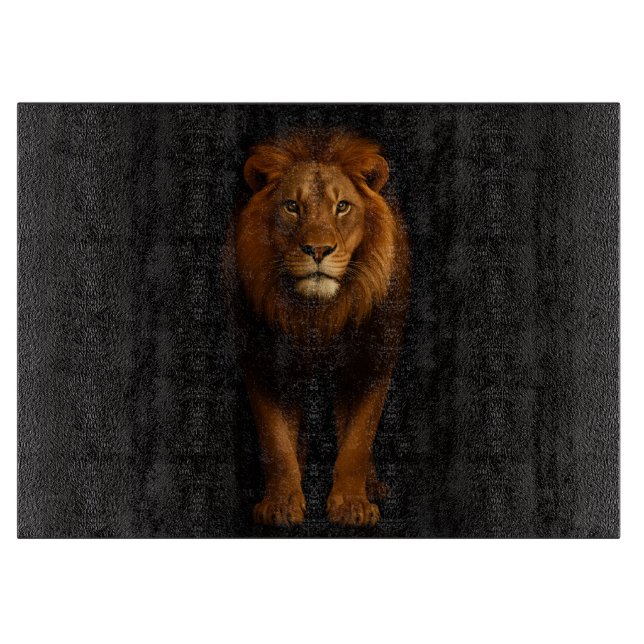 Black 4 Luxe Glass cutting board Majestic Lion (Front)