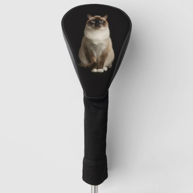 Black 4 Luxe Golf Driver Cover, Birmanese Cat Golf Head Cover (Front)