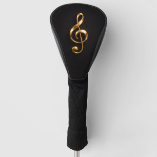 Black 4 Luxe Golf Driver Cover, Golden Treble Clef Head Cover