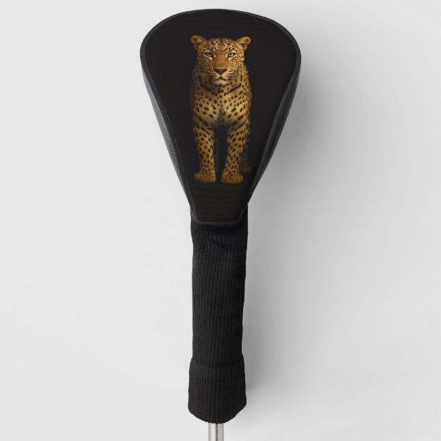 Black 4 Luxe Golf Driver Cover, Majestic Leopard Golf Head Cover (Front)