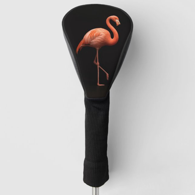 Black 4 Luxe Golf Driver Cover, Pink Flamingo Bird Golf Head Cover (Front)
