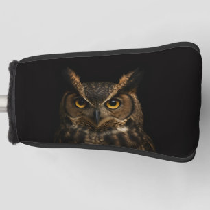 Black 4 Luxe Golf Putter Cover, Golden Eye Owl Head Cover
