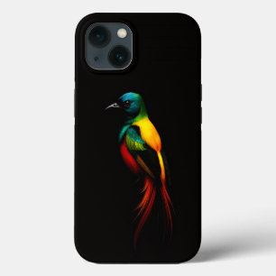 Black 4 Luxe iPhone 13, Rainbow-Tail Tropical Bird 13 Case