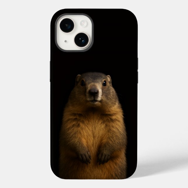 Black 4 Luxe iPhone 14 Mate, Fluffy Marmot Case-Mate iPhone Case (Back)