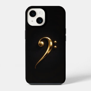 Black 4 Luxe iPhone 14 Mate, Golden Bass Clef Case