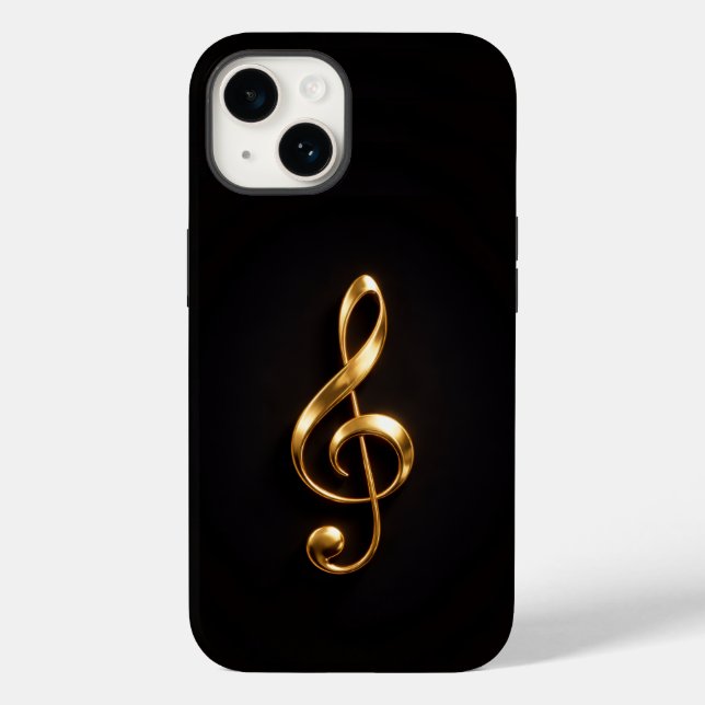 Black 4 Luxe iPhone 14 Mate, Golden Treble Clef Case-Mate iPhone Case (Back)