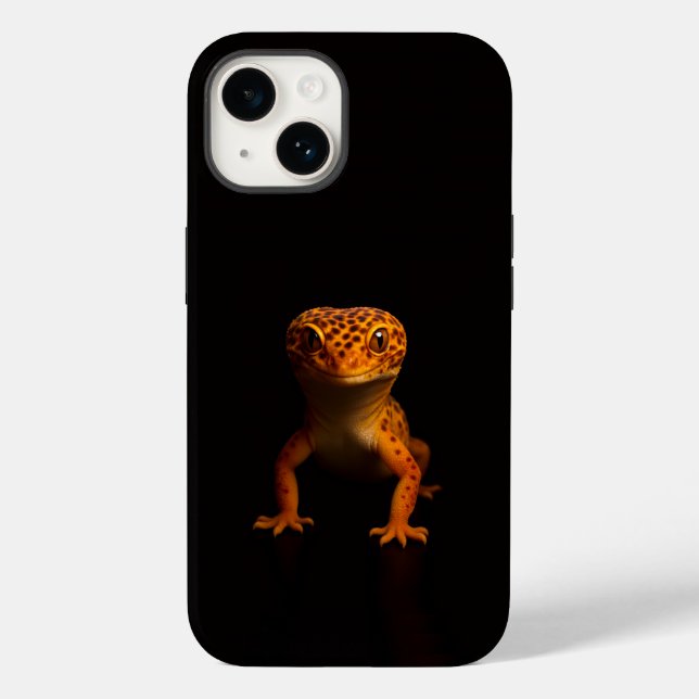 Black 4 Luxe iPhone 14 Mate, Leopard Gecko Case-Mate iPhone Case (Back)