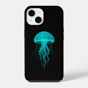 Black 4 Luxe iPhone 14 Mate, Neon Green Jellyfish Case