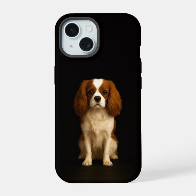 Black 4 Luxe iPhone 15 Case, Cavalier Spaniel Case (Back)