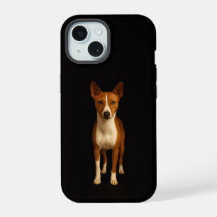 Black 4 Luxe iPhone 15 Case, Classy Basenji Dog Case