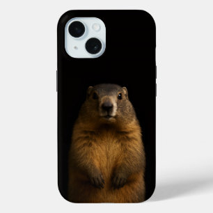Black 4 Luxe iPhone 15 Case, Fluffy Marmot iPhone 15 Case